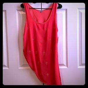 Pink Tank with Sheer Front